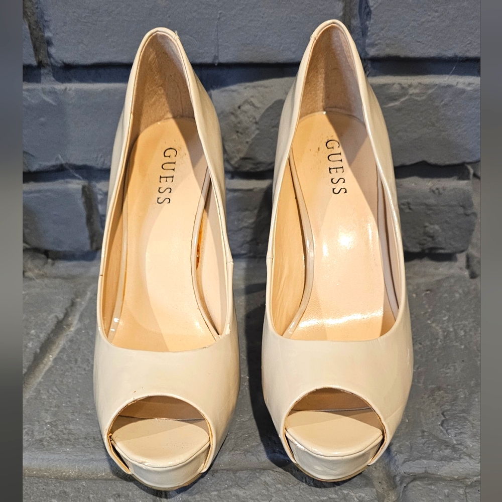 Guess 5"Stilettos Cream Color  Open Toe Heals
